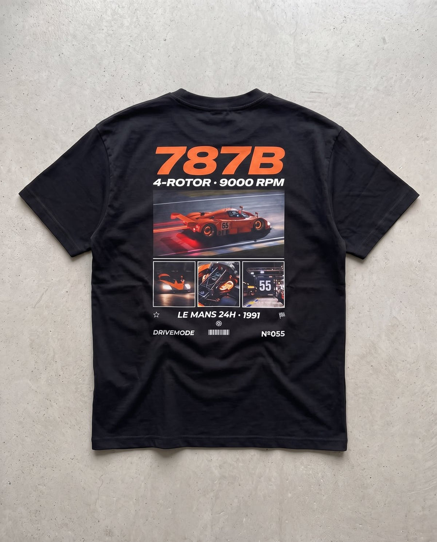 T-shirt oversize 787B noir, vue de dos à plat