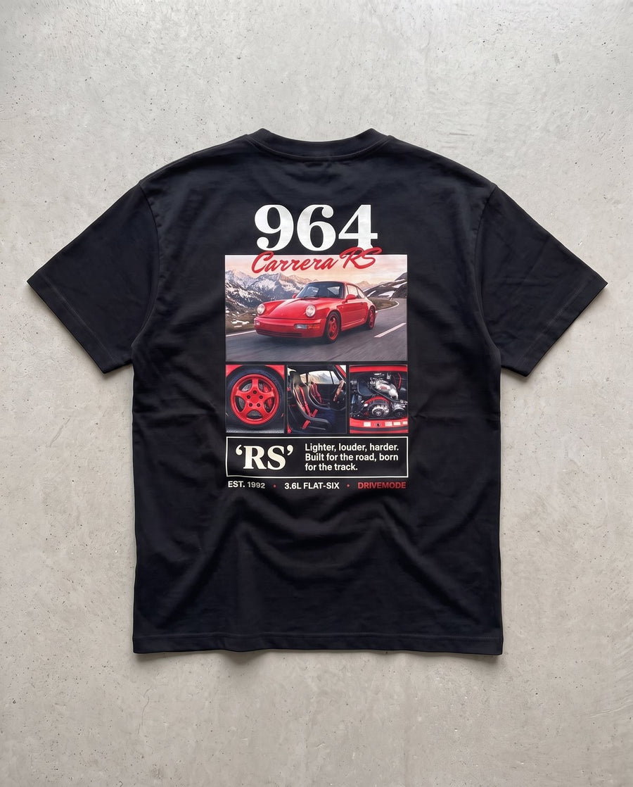 T-shirt oversize 964 Carrera RS noir, vue de dos à plat