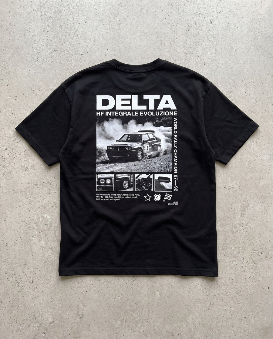 T-shirt oversize Delta Integrale noir, vue de dos à plat