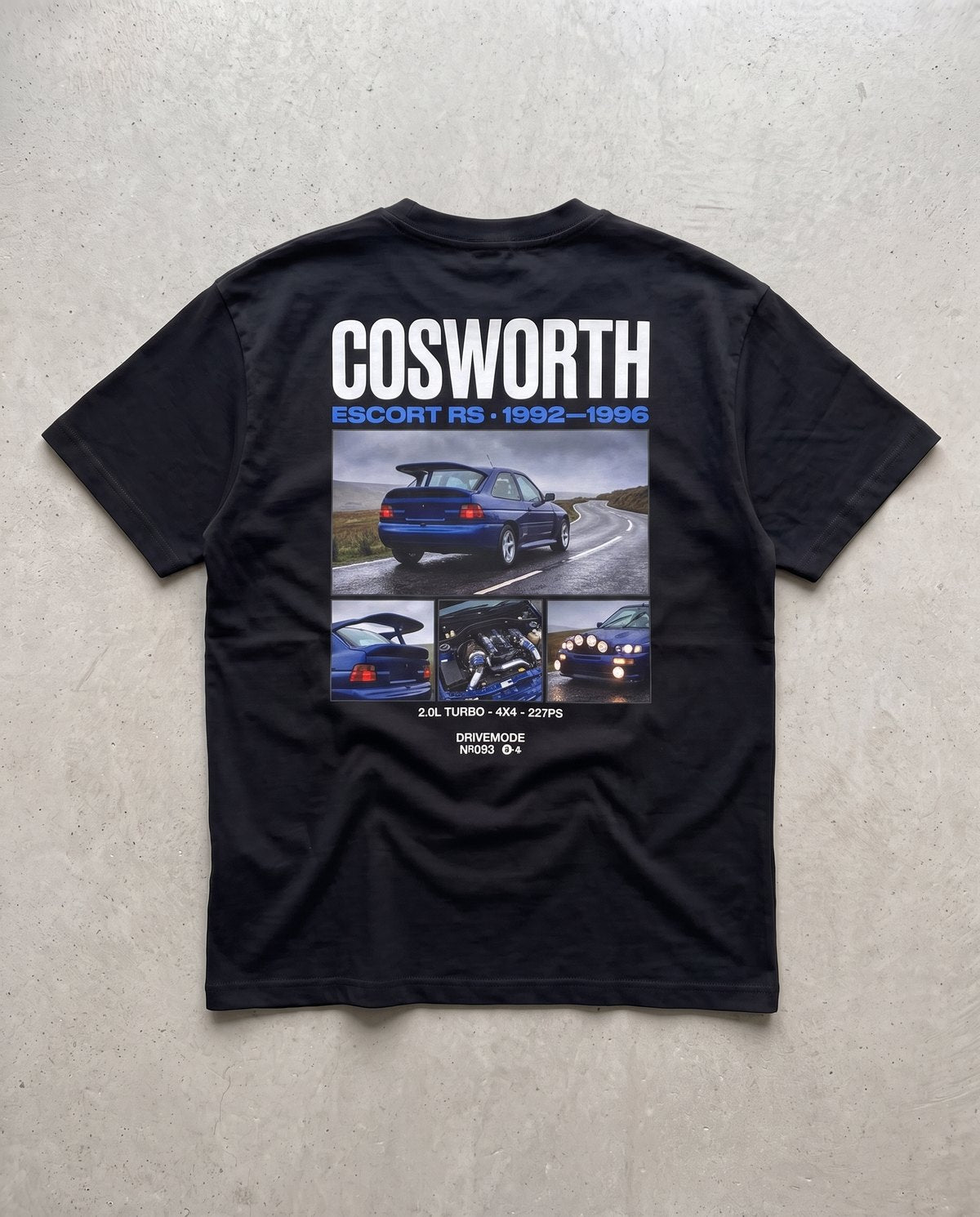 T-shirt oversize Escort Cosworth noir, vue de dos à plat
