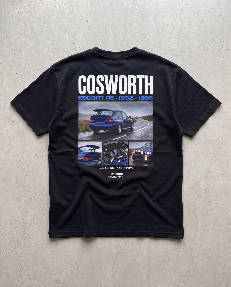T-shirt oversize Escort Cosworth noir, vue de dos à plat