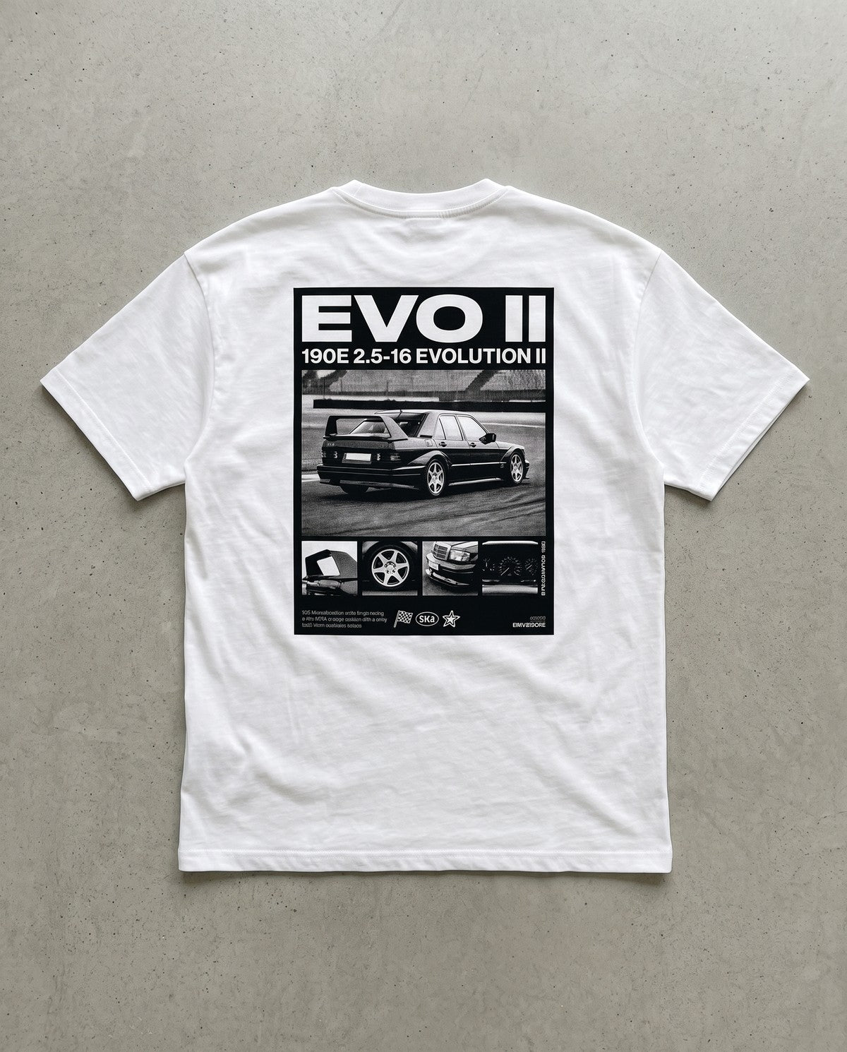 T-shirt oversize Evo II blanc, vue de dos à plat