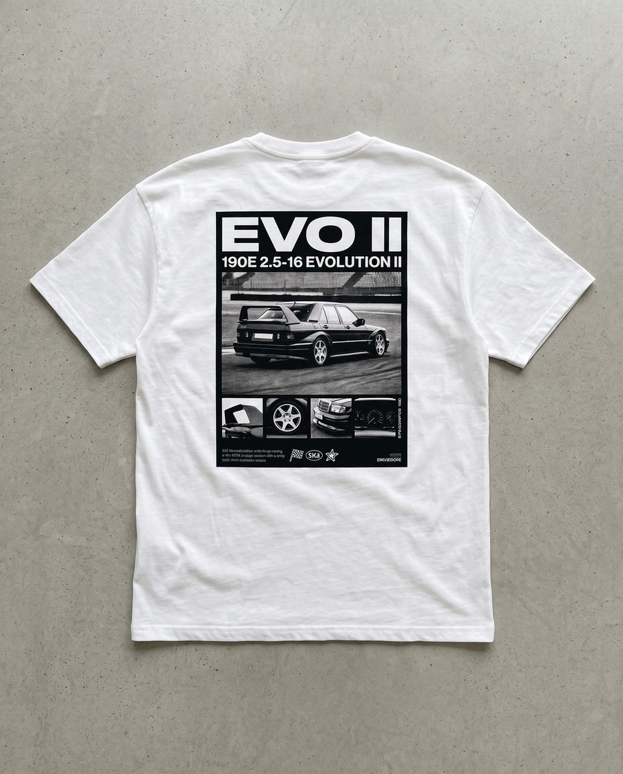 T-shirt oversize Evo II blanc, vue de dos à plat