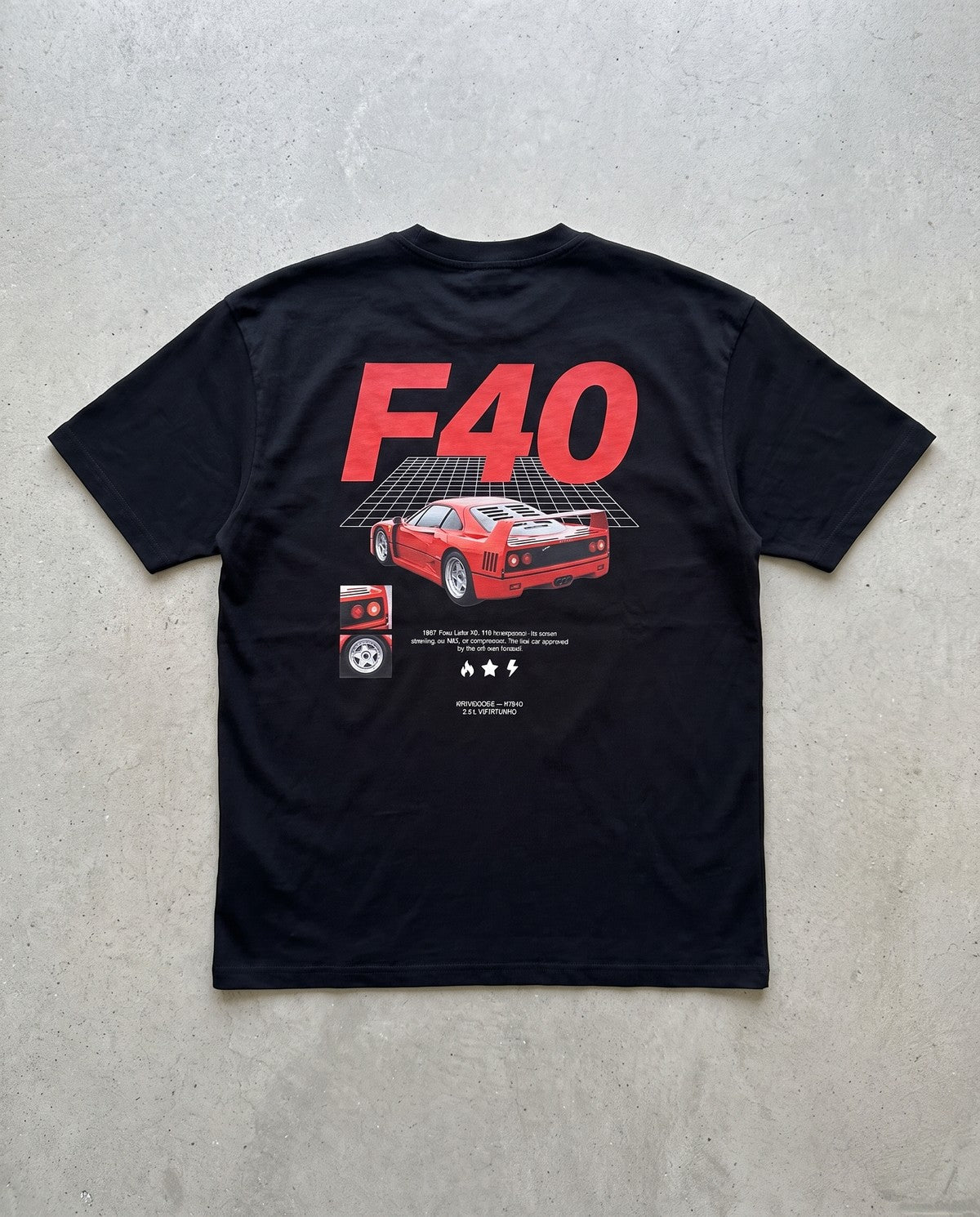 T-shirt oversize F40 noir, vue de dos à plat