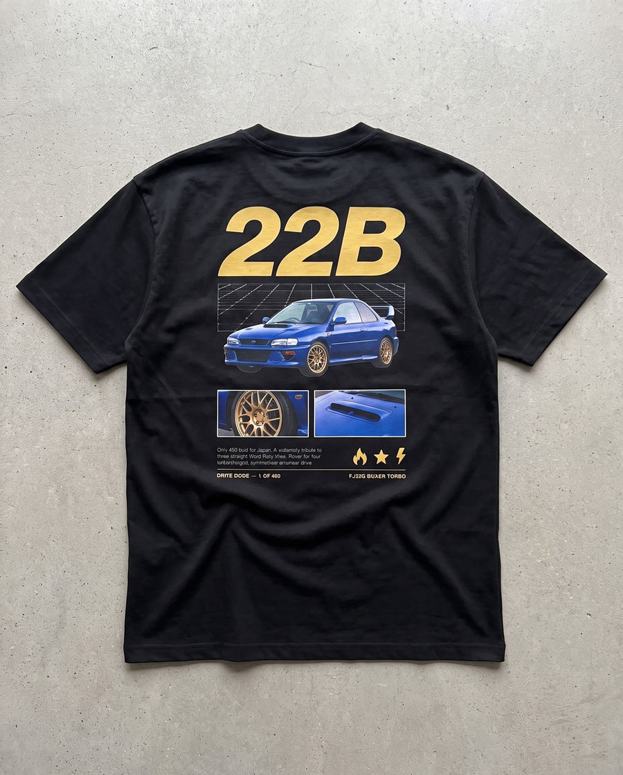 T-shirt oversize Impreza 22B noir, vue de dos à plat