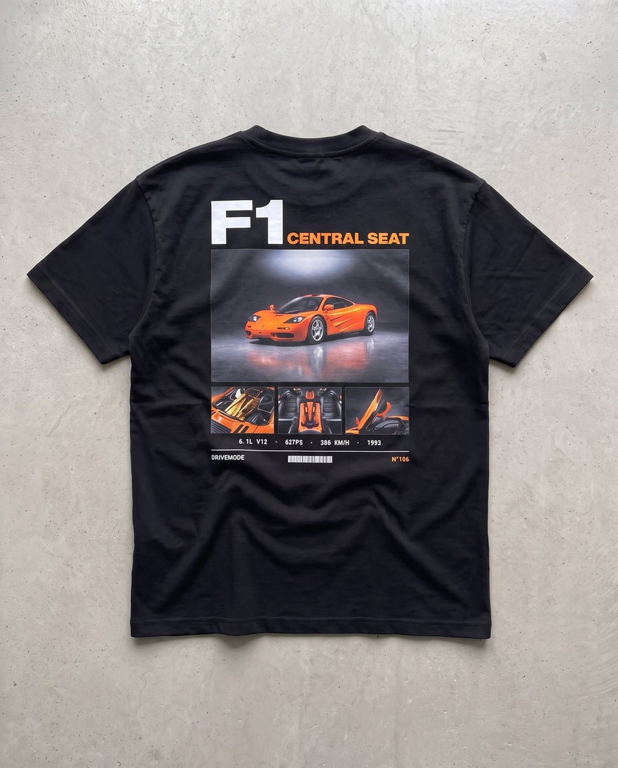 T-shirt oversize McLaren F1 noir, vue de dos à plat