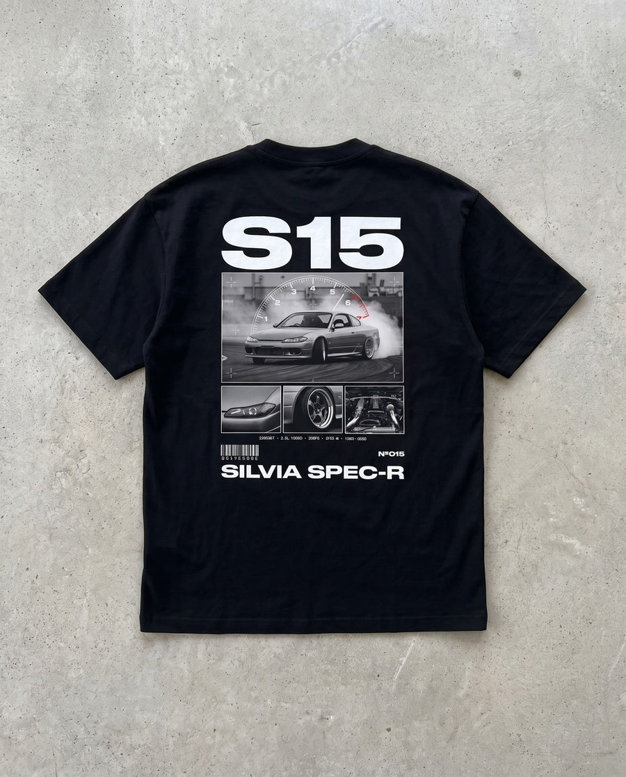 T-shirt oversize Silvia S15 noir, vue de dos à plat