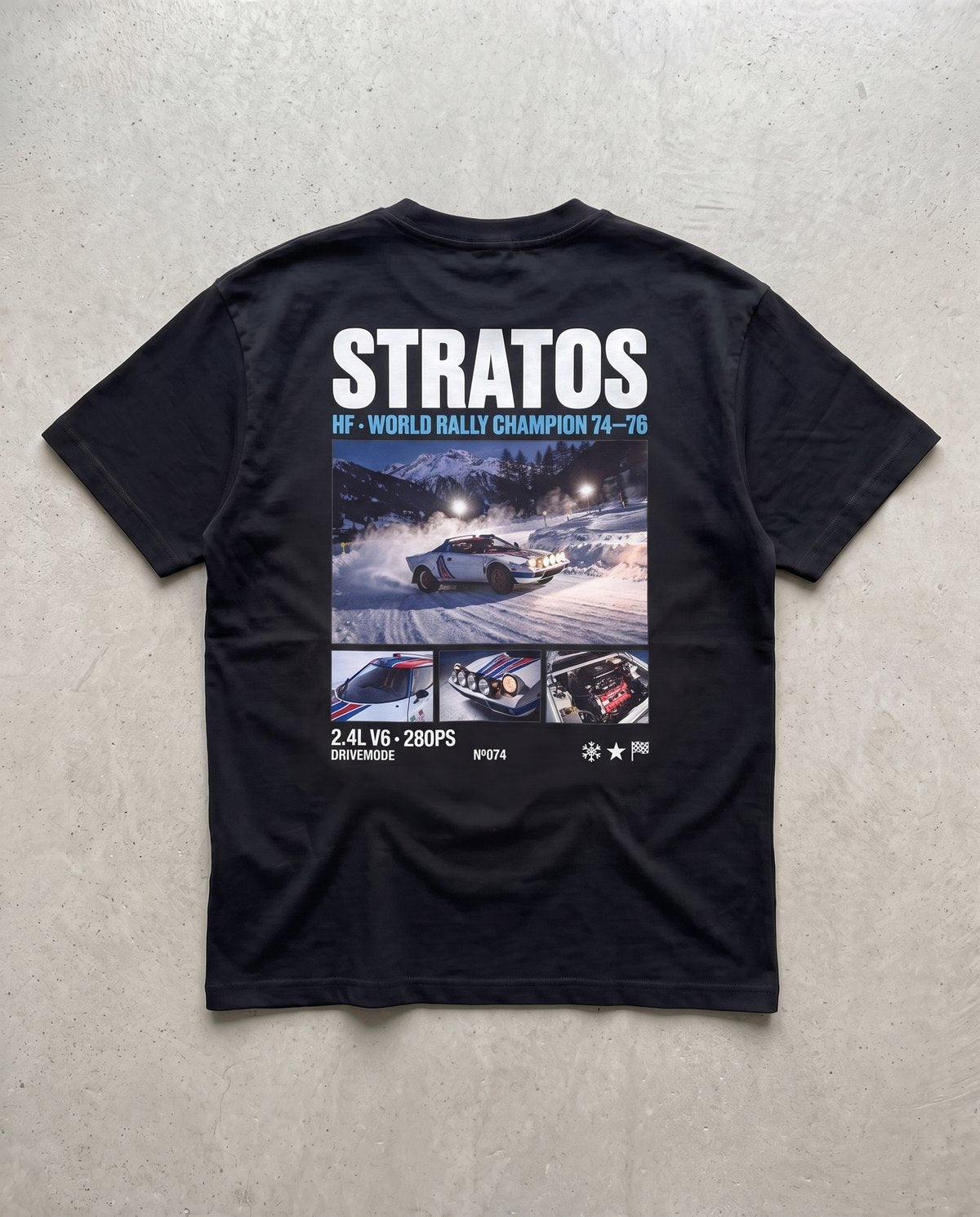 T-shirt oversize Stratos noir, vue de dos à plat