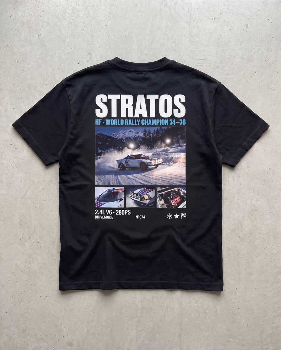 T-shirt oversize Stratos noir, vue de dos à plat